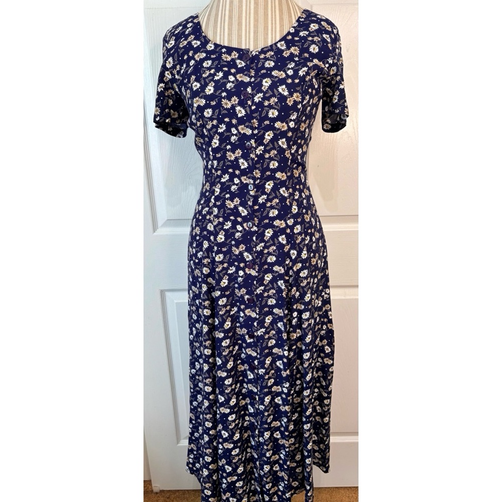Vintage 90s RAMPAGE Floral Daisy Button Down Dress~Criss Cross Back 6/7